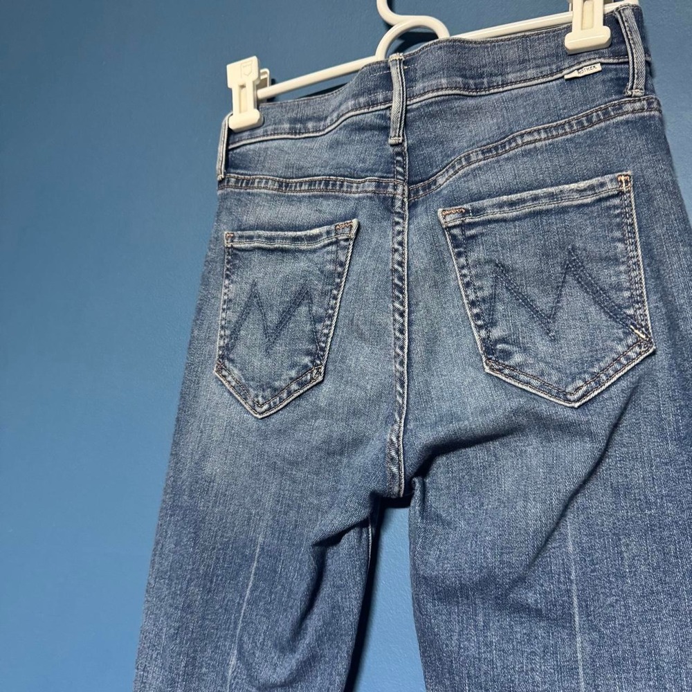 Mother The Stunner Zip Ankle Step Fray Jeans Women's Size 25 Light Wash Skinny - Picture 6 of 8